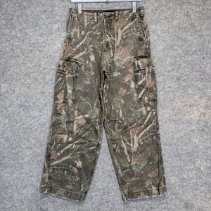 VTG Abercrombie & Fitch Baggy Military Cargo Pants Mens 28x30 (fits 28x28) Camo‎